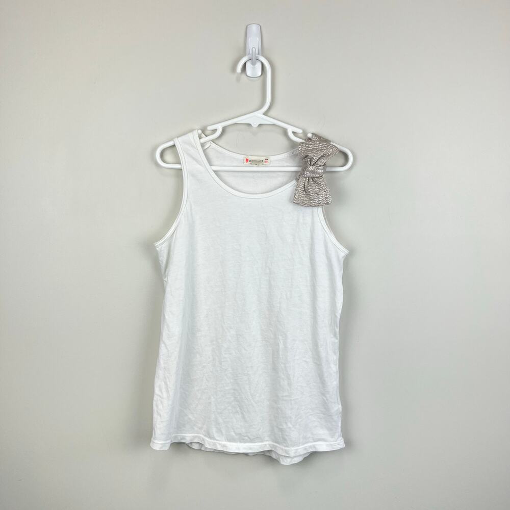 Crewcuts Girls White Metallic Bow Tank Top 10